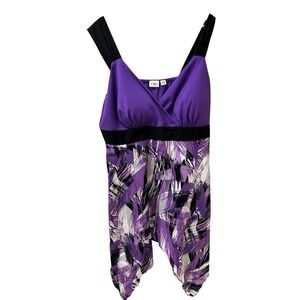 Cato‎ Womens 18/20W Purple Handkerchief Hem Top Abstract  Sleeveless